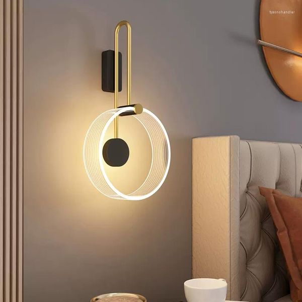 Lâmpadas de parede Lâmpada moderna de lâmpada LED silicone preto branco 220V interno e externo anel de anel de anel da ponta do quarto da sala de estar de cabeceira de cabeceira de cabeceira