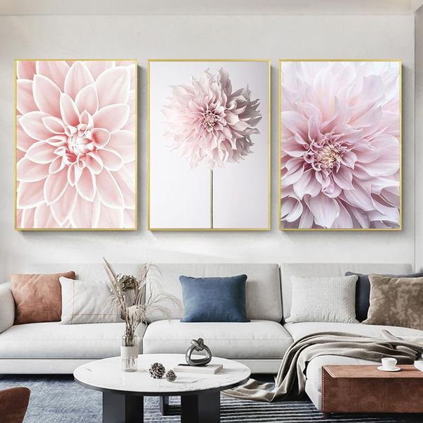 Nummer Gatyztory 3pc/Set DIY -Gemälde nach Zahlen Pink Blumenfarbe nach Zahlen für Erwachsene Nordische Stil Home Wall Art Bild Kunst Kunst