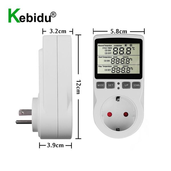 Adaptadores tomada de soquete do controlador de temperatura digital com o interruptor do interruptor do timer sonda de termostato multifuncional aquecimento de termostato de resfriamento 16a 220V