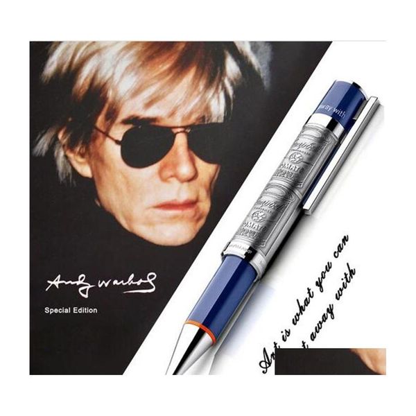 Ballpons Pens Limited Edition Andy Warhol Pen exclusivo metal relevos metal barril escolaridade papelaria de alta qualidade bola de escrita como gif dhdzn