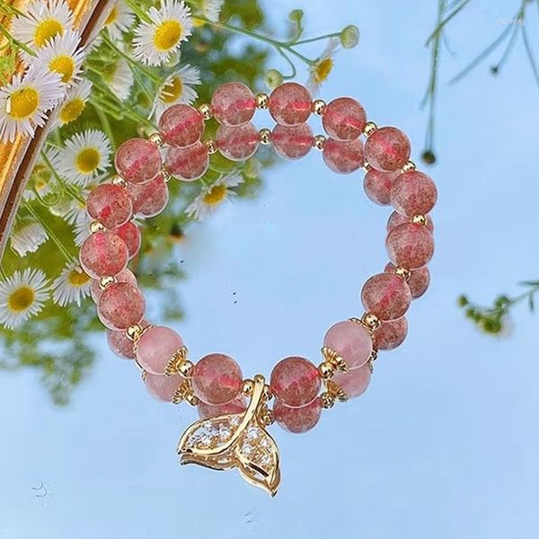 Braccialetti con ciondoli Gioielli con perline di colore rosa carino Coda di sirena Gioielli in pietra naturale Dirlfriend Love Gift Size regolabile