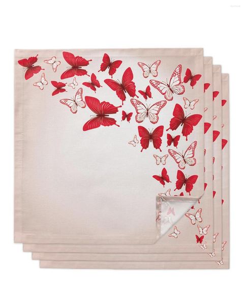 Tovagliolo da tavola 4 pezzi Tovaglioli quadrati volanti rossi a forma di farfalla 50 cm Decorazione per matrimoni per feste Panno Cucina Cena Servizio