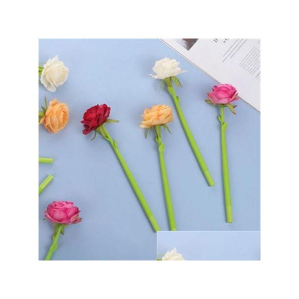 Penne gel Kawaii Rose Flower Pen Materiale scolastico per ufficio Cancelleria Creativa Dolce Pretty Lovely Soft Gc2098 Drop Delivery Business In Dh0Kr