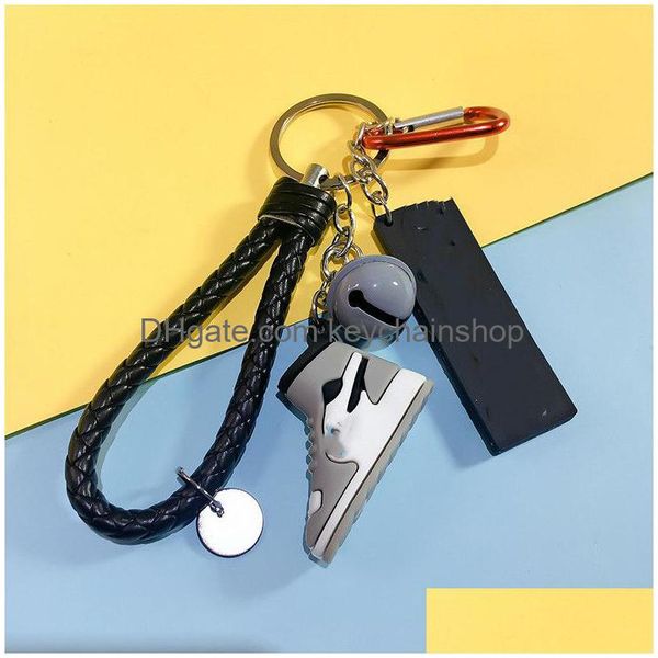 Key Rings Fashion 4 Styles 3D Basketball Shoes Keychain Party Stereoscópica Sneakers Chain Mini Sport Keyring Bag Pinging Gift para mim Dhqh6