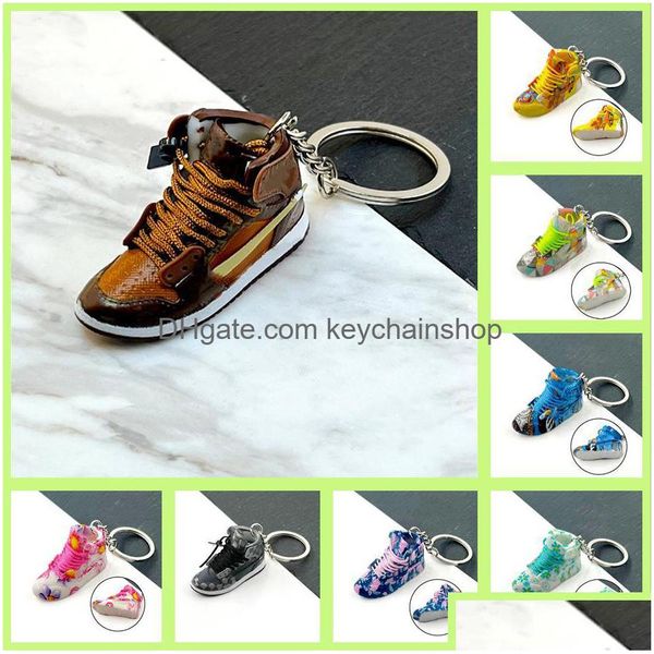 Schlüsselanhänger Designer Kreative Schuhkette Farbmuster Sneaker Anhänger Ring Modetasche Amerikanische Puppe Schuhe Spielzeug Drop Lieferung Schmuck Dh6Jc