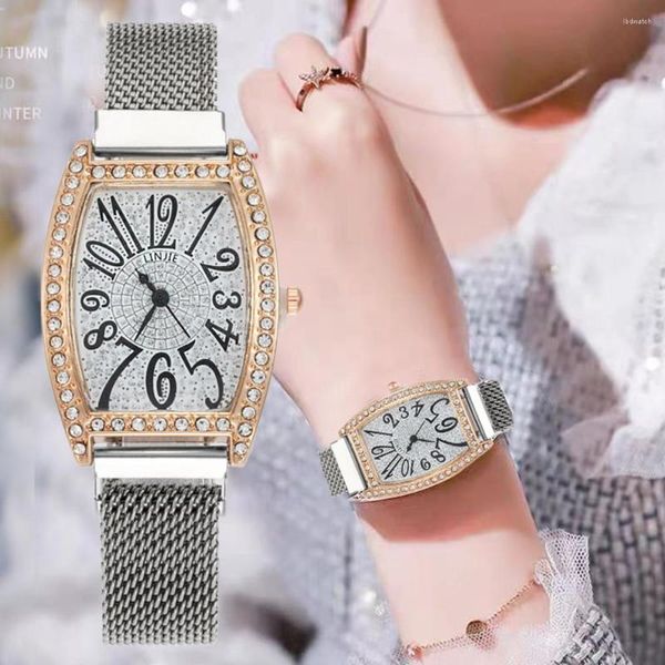 Bilek saatleri basit sayı kadın moda saatleri zarif kare kadran bayanlar kuvars gümüş paslanmaz çelik kadın saat hediyeleri
