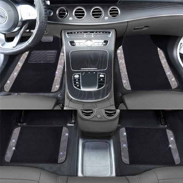 New Diamond Car Mats Bling Strass Floor Carpet Universal Fit Auto Interior Accessori auto impermeabili per donna Dropshipping