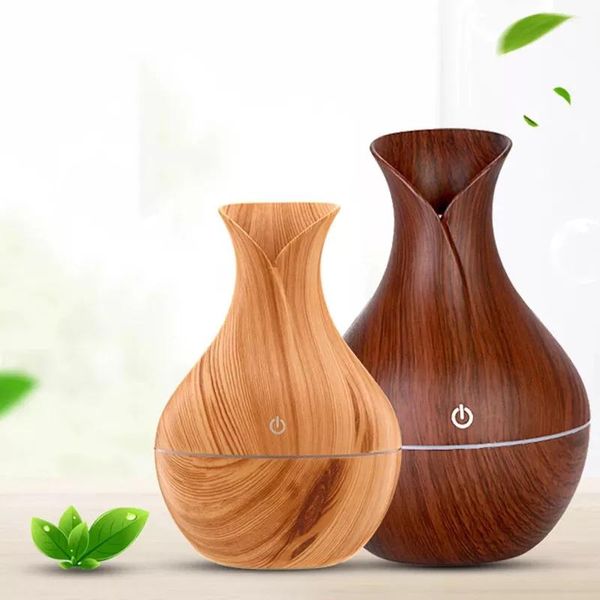 Geräte 130ML Holz Luftbefeuchter USB Ätherisches Öl Diffusor Ultraschall Luftbefeuchter Haushalt Aroma Diffusor Aromatherapie Nebel Maker Mit LED