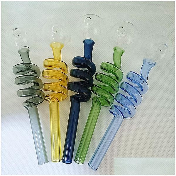 Tubi di fumo Dhs Glass Oil Burner Nail Pipe 5.5Inch Pyrex Narghilè Rigs Tabacco Accessori per erbe secche Burning Handcraft Helix Thick Tu Dhqo6