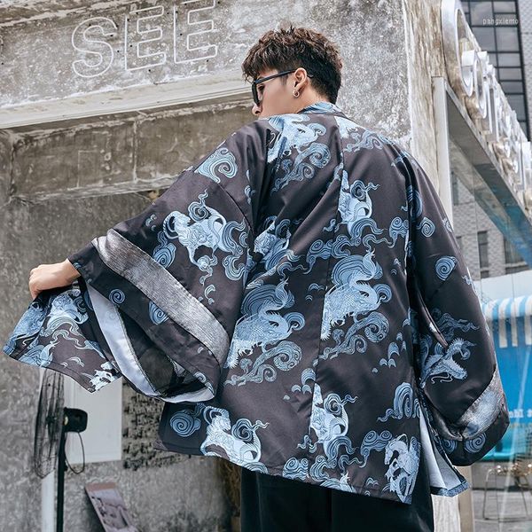 Roupas étnicas yukata homens 2023 verão japonês moda masculino roupas asiáticas boho kimono cardigan camisa haori kimonos ff2414