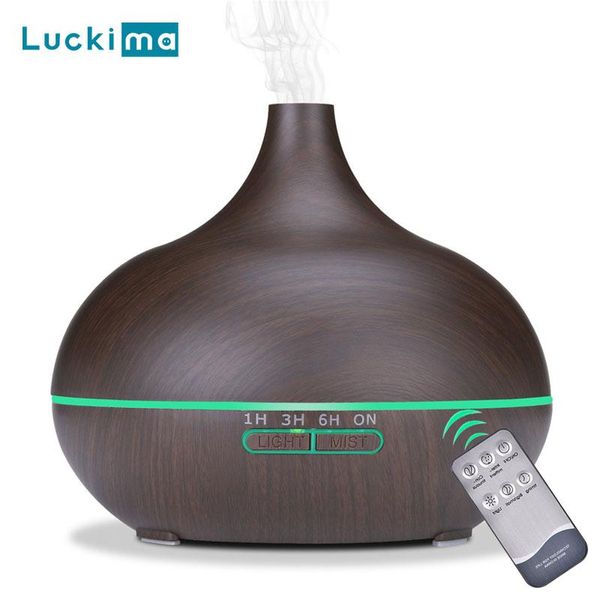 Elettrodomestici Diffusore di oli essenziali per aromaterapia da 550 ml con telecomando Umidificatore ad ultrasuoni per venature del legno Cool Mister 7 colori LED