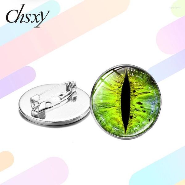 Broches pinos CHSXY GOTHIC Dragon Eyes Glass Dome Pin Lapeel Button Multicolor Po Cabochon Bag Roupas Decorativa Jóias Roya22