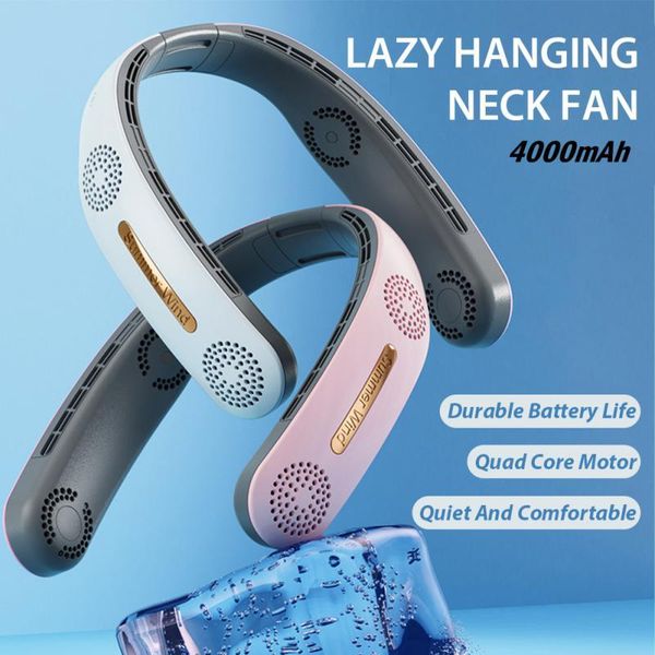 Fans Mini Neck -Lüfter tragbarer Bladeless Lüfter drahtloser Fan USB wiederaufladbar Ventilador Kühlung Stumme Fans für Heimländer im Freien Sportfans