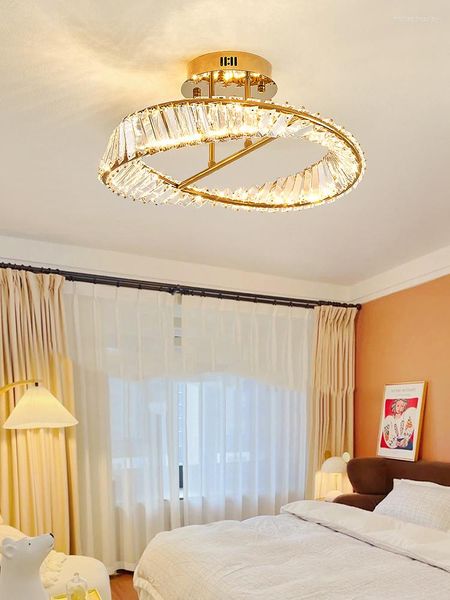 Kronleuchter Nordic Edelstahl Kristall Kronleuchter Gold Postmoderne Licht Luxus Design Ring Schlafzimmer Wohnzimmer LED Lustre Beleuchtung