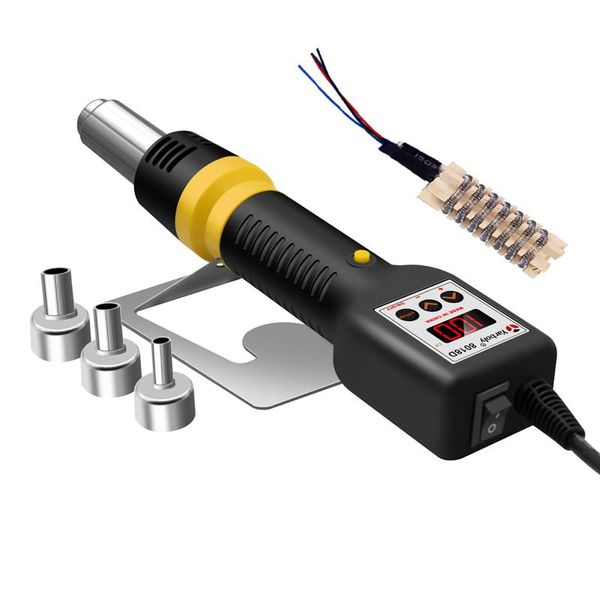 Warmepistool Heißluftgebläse Hexse Gun 8018LCD 220 V BGA Re -Arbeit Lötstation Schweißschweiß Eisen 3 BGA -Düsen gegen 858d 8032 Heizung