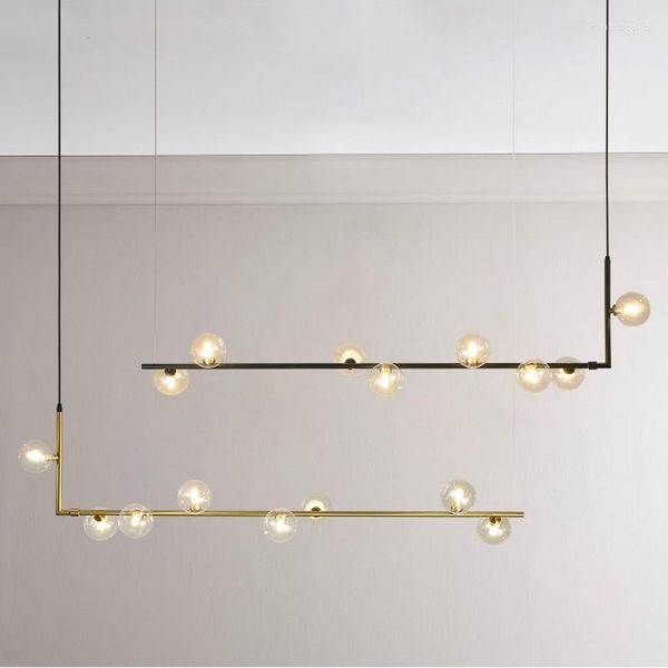 Kronleuchter Nordic Horizontale Led G9 Anhänger Lichter Esszimmer Schwarz Gold Metall Lampe Einstellbare Suspend Innen Beleuchtung