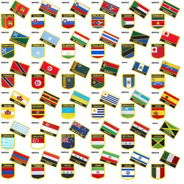 Spille Spille Tagikistan Thailandia Turkmenistan Venezuela Uganda Spagna Bandiera Patch Distintivo 3 pezzi Un set di toppe per abbigliamento Decorazione fai da te
