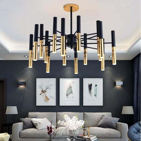 Pendelleuchten, postmoderne Kunst, schwarze und goldene LED-Leuchten, prägnantes Stick-Design, Wohnzimmer, Schlafzimmer, Bar, Dekoration, Leuchten