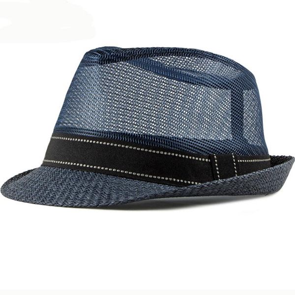 Geizige Krempe Hüte HT2379 Männer Frauen Sommer Sonnenhut Atmungsaktive Mesh Cap Stroh Trably Strand Für Fedoras Unisex Cool Panama