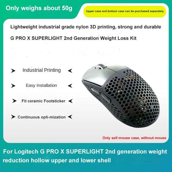 Mäuse für Logitech G Pro X Superlight 2Generation Gewichtsverlust DIY modifiziertes Leicht Gaming Maus Shell Bottom Shell 3D -Druckkit