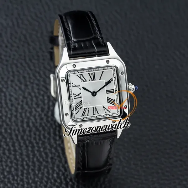 AMF New Dumont WSSA0023 Швейцарские кварцевые женские часы White/Silver Dial Стальный корпус Кожаный ремешок 28 мм LADAY WATCES TWCR TimeZoneWatch Z07