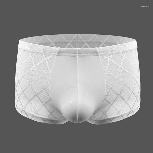 Unterhosen Mesh U Convex Pouch Boxers Öl Glänzend Glänzend Fetisch Homosexuell Unterwäsche Transparent Sexy Boxer Männer Bodystocking Dessous Boxershorts