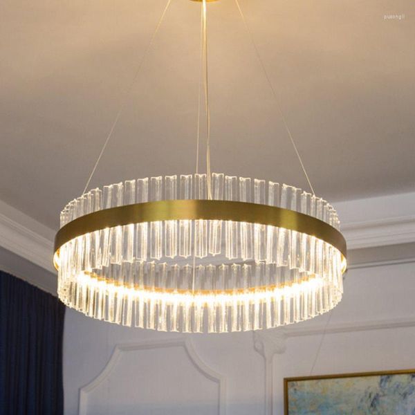 Lampade a sospensione Lampadario di lusso a LED con diamanti Lampada di cristallo Lampada moderna Cerchio Appeso Lustri Decora l'apparecchio per la casa