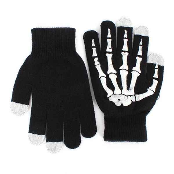 Fashion-Winter Vollfinger-Unisex-Strickskeletthandschuhe Ghost Bone Touch Screen225H