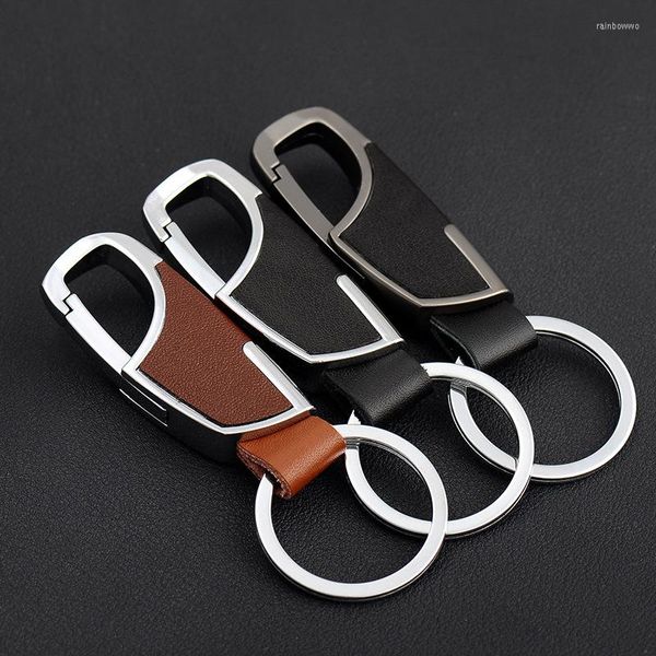 Keychains Hocole 2023 Metal Leather Key Rings Titular para Chaves de carro Man Women Women Alta qualidade Presentes Charms