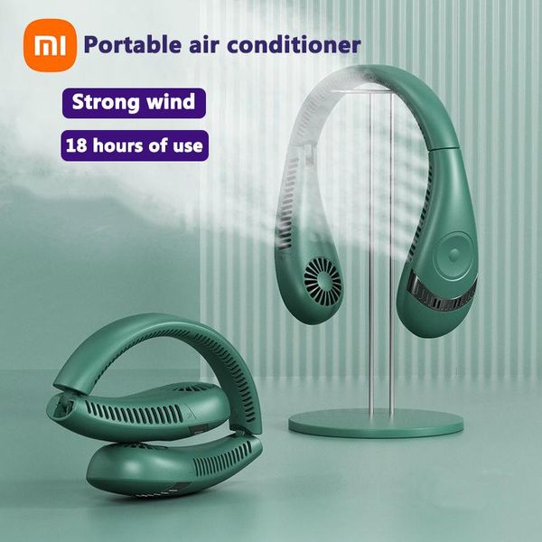 Ventilatori Xiaomi Nuovo mini ventilatore portatile senza lama Ventilatori da appendere al collo Condizionatore d'aria USB pieghevole pieghevole per sport all'aria aperta Ventilatore da collo appeso