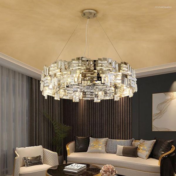 Lampadari moderni lampadario a cristallo chiaro moderno lussuoso lussuoso modello da pranzo camera da letto soggiorno lucentezza decorazione per la casa lampada sospensione