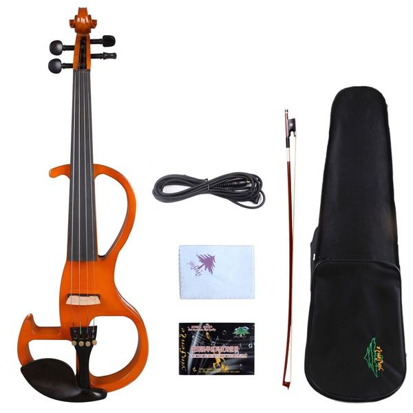 Yinfente Electric 4/4 em tamanho real Silent Violin Wooden Free Case #EV2