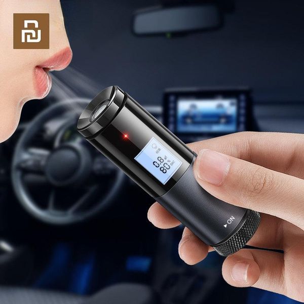 Acessórios Novo YouPin Baseus Testador automático de álcool Testador de respiração LED Display portátil USB Ferramenta de teste de álcool de bafômetro USB portátil