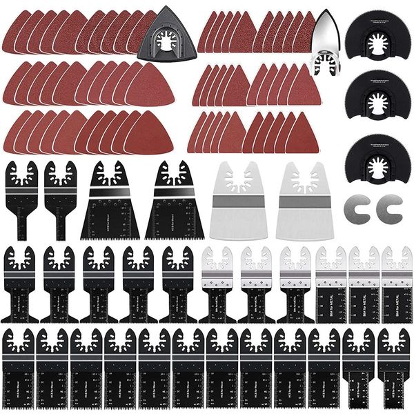 Zaagbladen 96 шт. быстроразъемный HCS/биметаллический осциллирующий инструмент Многофункциональный инструмент пилы Реноватор Триммерные лезвия для резки дерева/плитки