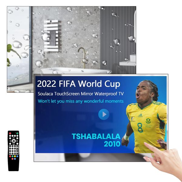 Controlla Soulaca da 32 pollici touch screen specchio impermeabile TV per il bagno Smart LEVE Television Remote Control Full HD 1080p