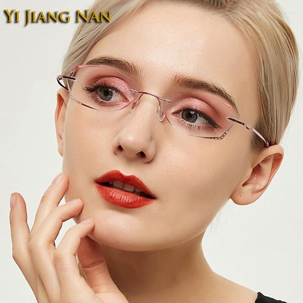 Sonnenbrille Rahmen Frauen Reinem Titan Optische Brillen Rahmen Mode Diamant Getrimmt Farbton Farbe Brillen Spektakel Mujer