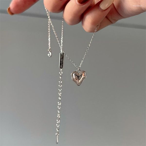 Catene in argento sterling 925 collane cuore irregolare per le donne moda gioielli di qualità di lusso regalo articoli femminili PABEYN