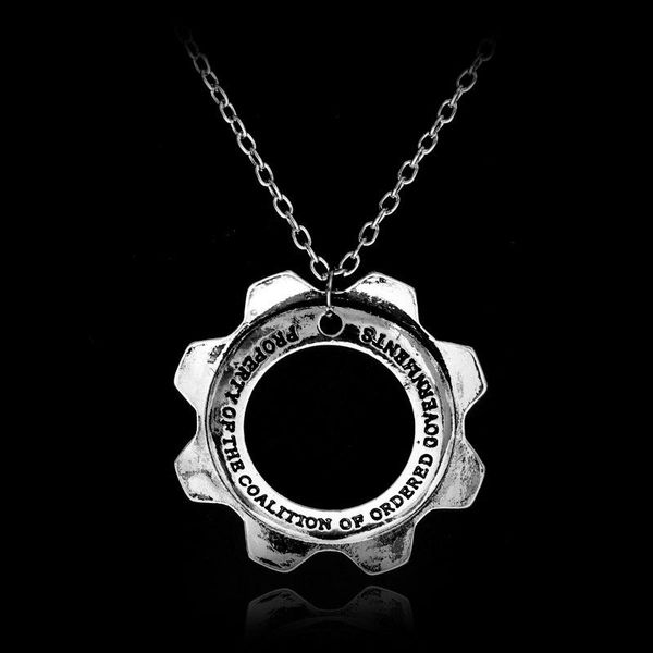 Anhänger Halsketten Metall War Machine Halskette Gear Logo Edelstahl Reaktionsofen für Männer Frauen Fans Charme Schmuck Geschenke