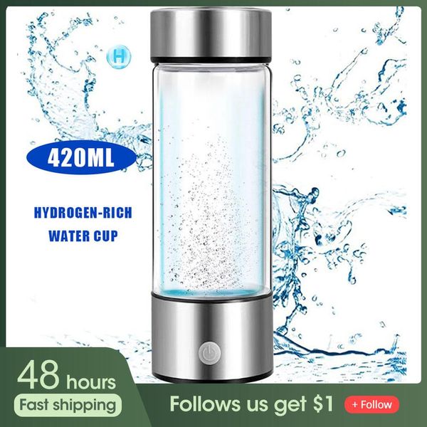 Geräte Wasserstoff Wassergenerator Glasbecher 420 ml Wasserreiniger Filterflasche zum Trinken von Ionisator -Hersteller wiederaufladbarer Wassergenerator