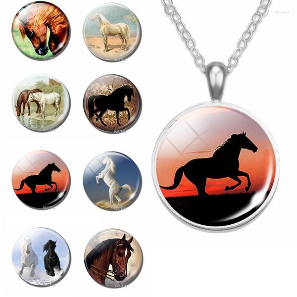 Colar de colar de cavalo colar de cavalo glass cabochon zebra jóias moda charme homens homens acessórios para amantes de animais presentes