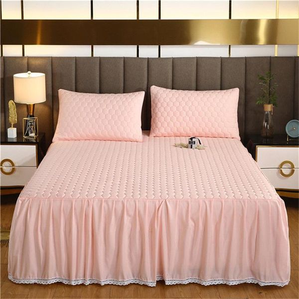 Conjunto de luxo plissado engrossar acolchoado conjunto folha cama com capa travesseiro euro rainha tamanho conjunto capa colchão roupa cama