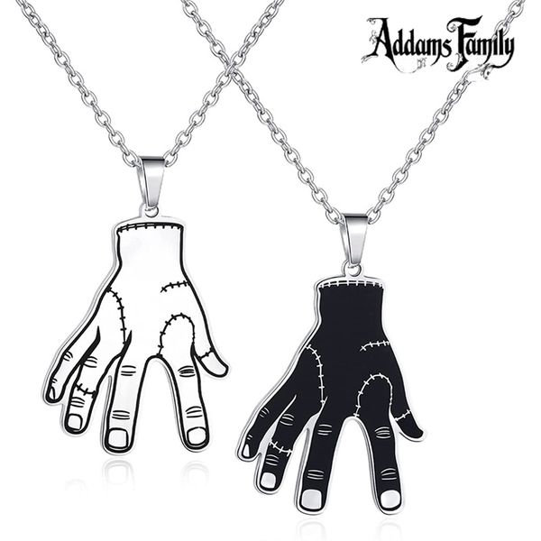 2023 Mercoledì Addams Things Collana a mano Ciondolo gotico Decorazione Ciondolo in acciaio al titanio Gioielli hip-hop Regalo per feste cosplay