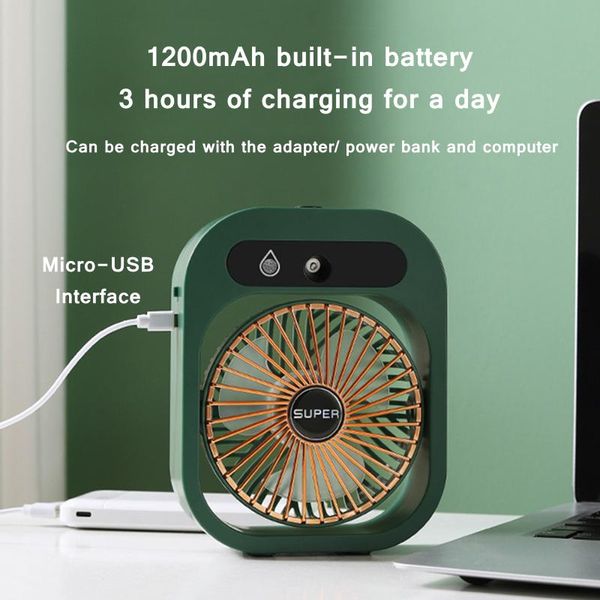 Fãs 2000mAh Névoa Água Spary Ventilador Elétrico Ventilador de Desktop Névoa Ventilador Umidificação Nano USB Máquina de resfriamento de carregamento