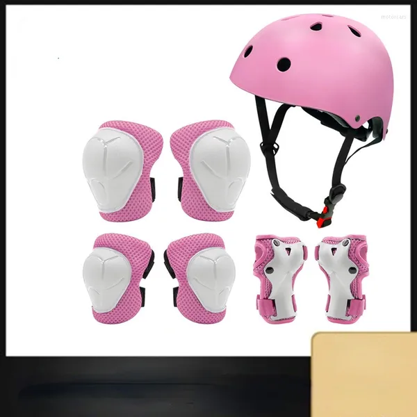 Caschi da moto Set di protezioni per bambini Ginocchiere Gomito Polso Casco da 7 pezzi Pattinaggio a rotelle CPSC