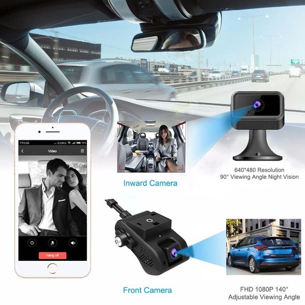 JC400 4G Dashcam mit nach innen gerichteter Kamera oder Rückfahrkamera, Live-Video, GPS, WiFi, Fernüberwachung, Auto-DVR-Kamera-Recorder