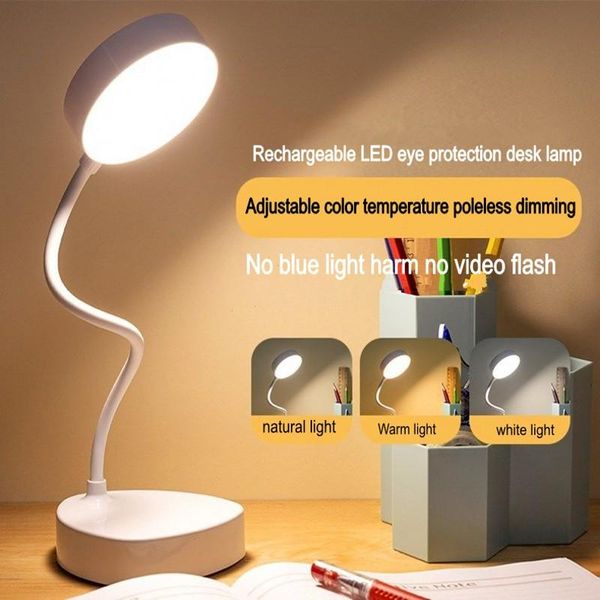 Lâmpadas de mesa LED LED Touch escurece lâmpada Lâmpada USB plug-in branca olho quente olho de luz natural estudante