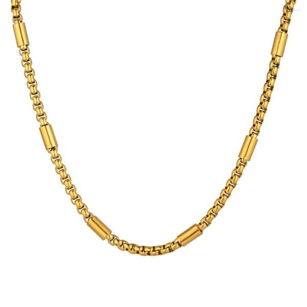 Catene 2023 Punk Square Rolo Link Chain Collana in acciaio inossidabile color oro per uomo donna gioielli regalo