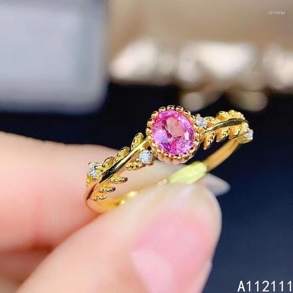 Ringos de cluster jóias finas 925 prata esterlina inserida com geme gem feminina planta de moda de luxo rosa anel de linha ajustável