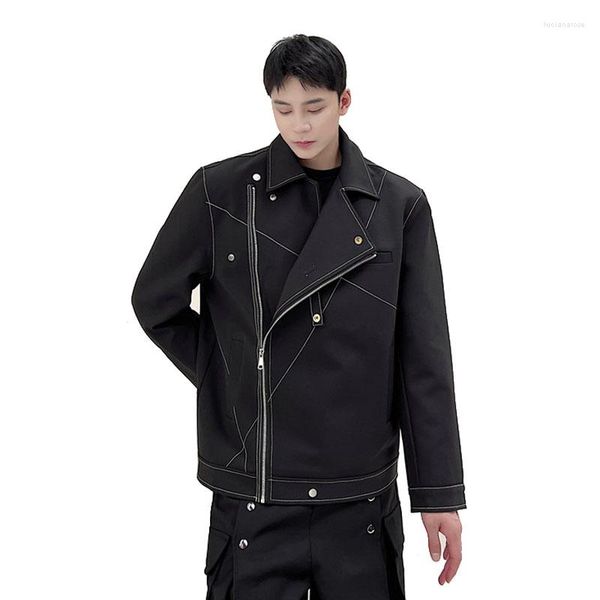 Herrenjacken Weiße Linie Design Funktionsjacke Männer Japan Korea Streetwear Fashion Casual Punk Motorrad Männlich Kurzmantel Oberbekleidung