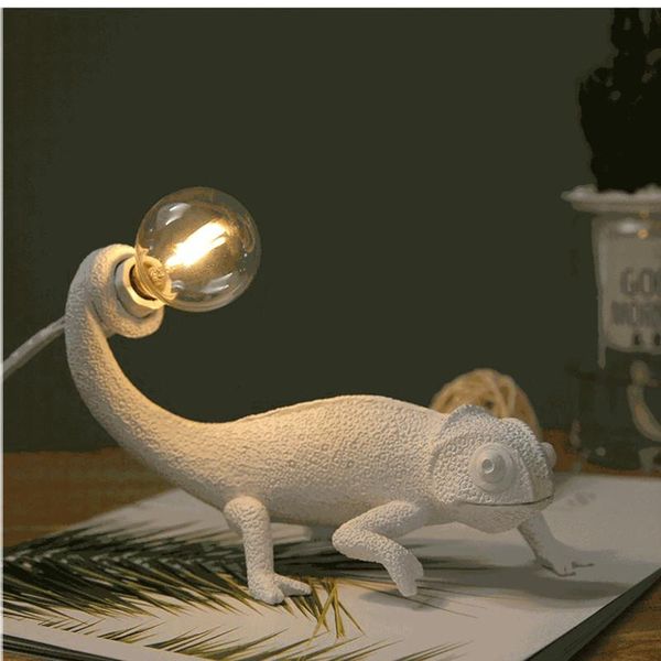Lâmpadas de mesa resina lagarto lagarto lagarto nórdico sala de estar de cama de cabeceira moderna camaleão de camaleão luminarie luminarie